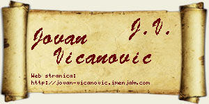 Jovan Vicanović vizit kartica